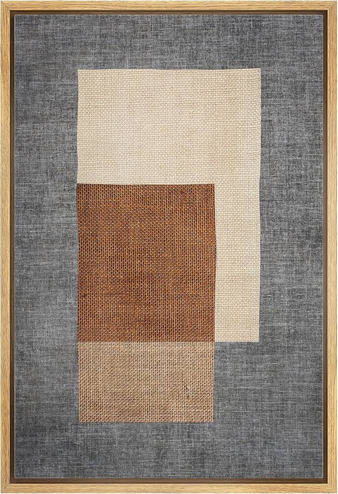 IDEA4WALL Framed Canvas Print Wall Art Mid-Century Brown & Blue Blocks Abstract Geometric Illustr... | Amazon (US)