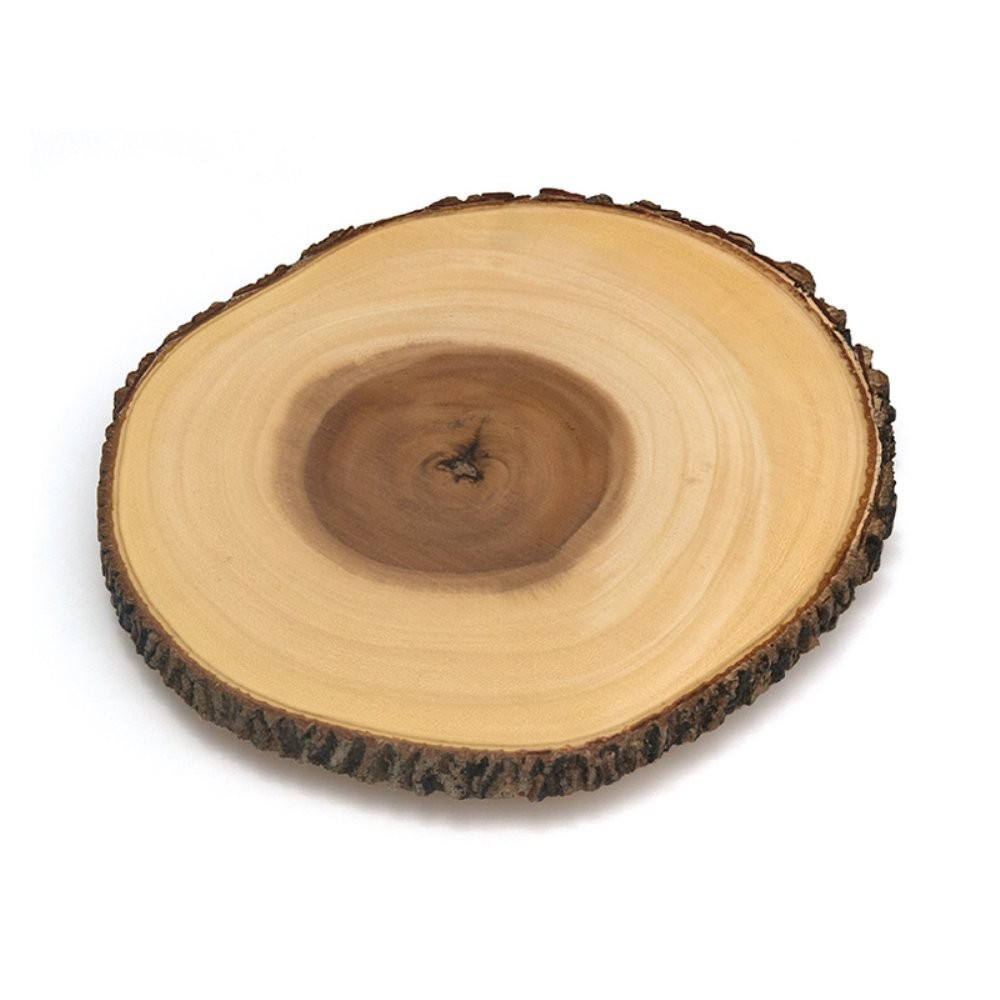 Lipper Acacia Tree Bark Large-Footed Server | Hayneedle