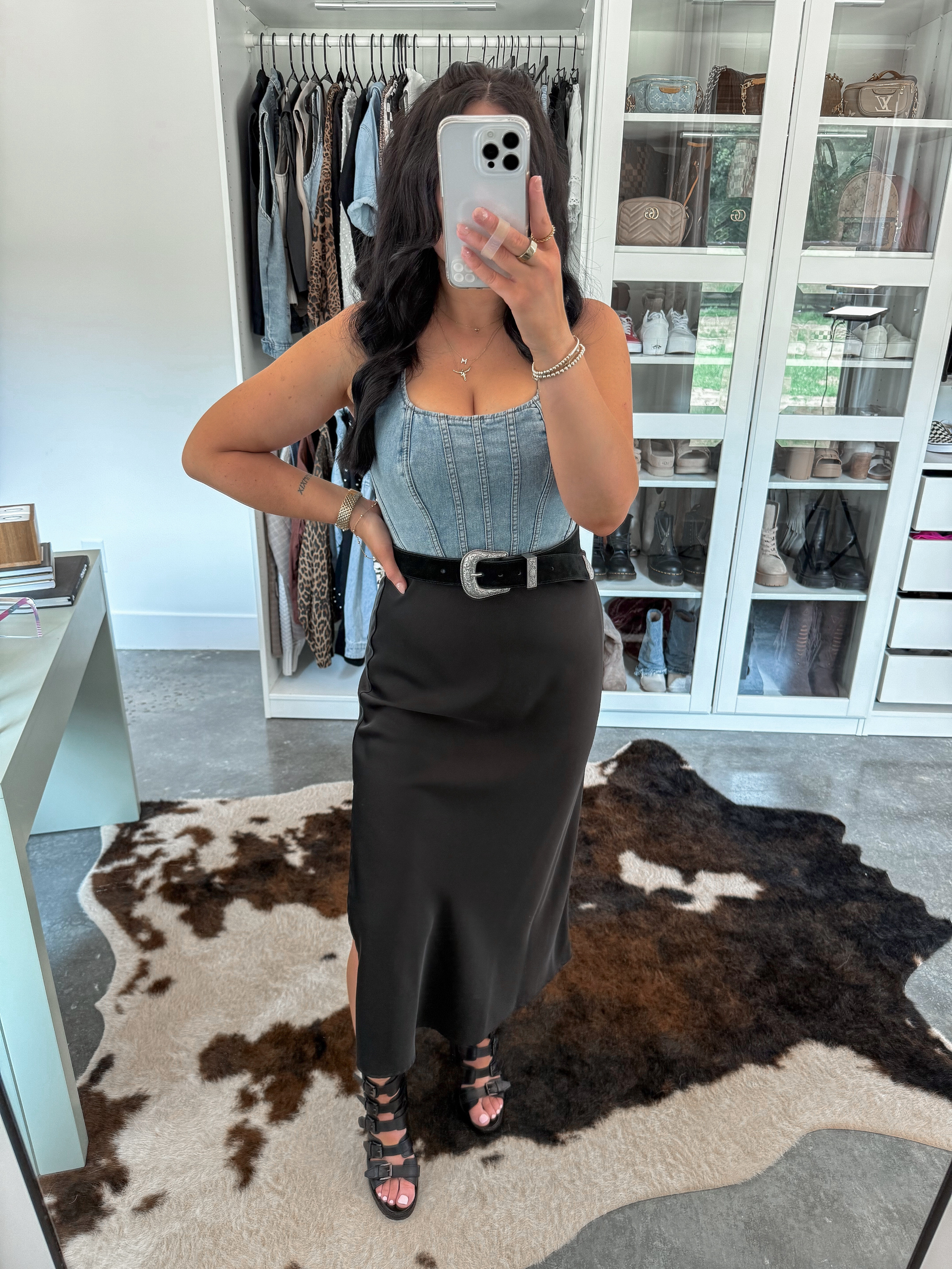 Top - small
Belt - small
Skirt - small

The cutest edgy western look for your next date night or girls night out! 👏🏼 I love this denim corset top so much and have styled it so many ways over the last few years! I love the denim paired with this satin skirt (this skirt is AMAZING!) & added this western belt to bring in my waist. Finished the look with some western styled block heel shoes! 

 

 #LTKFindsUnder50 #LTKFindsUnder100 #LTKShoeCrush