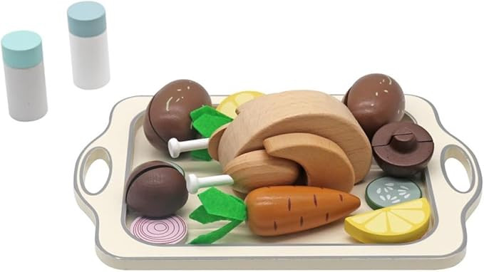 Thanksgiving Turkey Wooden Kitchen Accessories Toys Wooden Play Food for Little Kids, Pretend Pla... | Amazon (US)