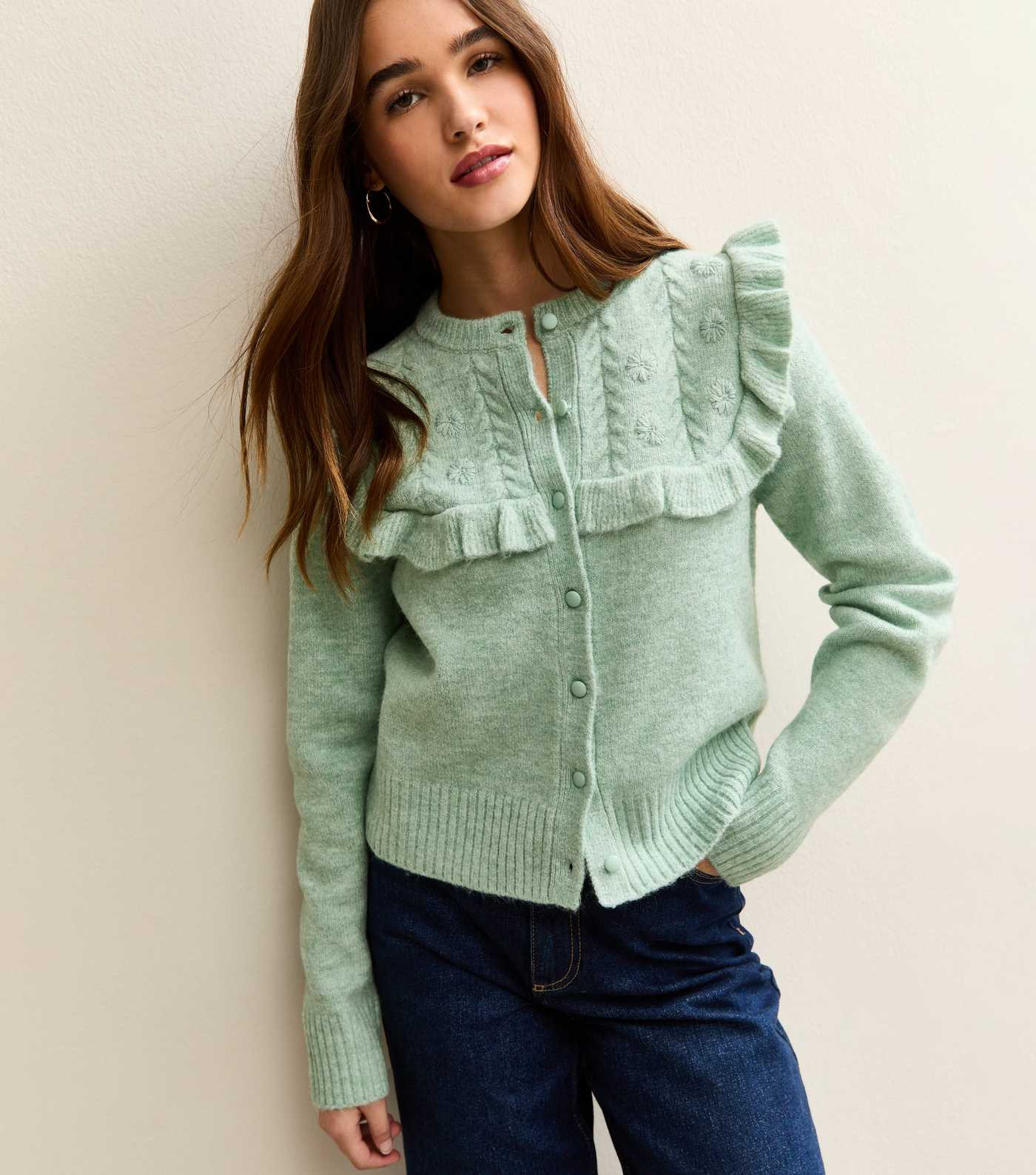 Light Green Floral Yoke Cardigan | New Look | New Look (UK)