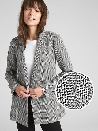 Gap Womens Classic Plaid Girlfriend Blazer Grid Plaid Size 0 | Gap US
