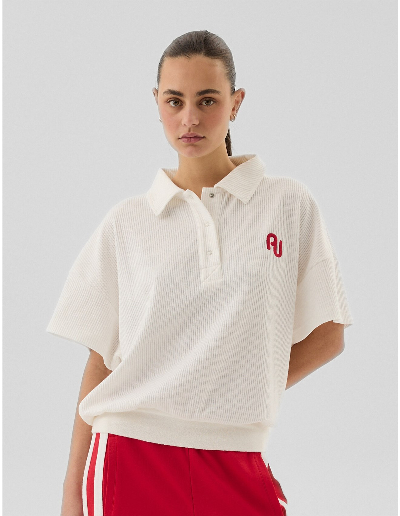 AJ Waffle Short Sleeve Sweatshirt | David Jones (Australia & New Zealand)