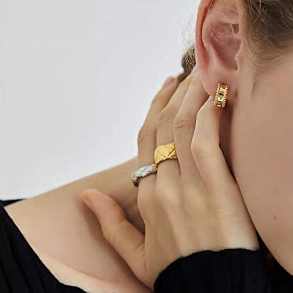 Shapes Studio Gold Ring 18k Gold Rings for Women, Wide Gold Silver Band, Stacking Rings, Gold Wed... | Amazon (US)