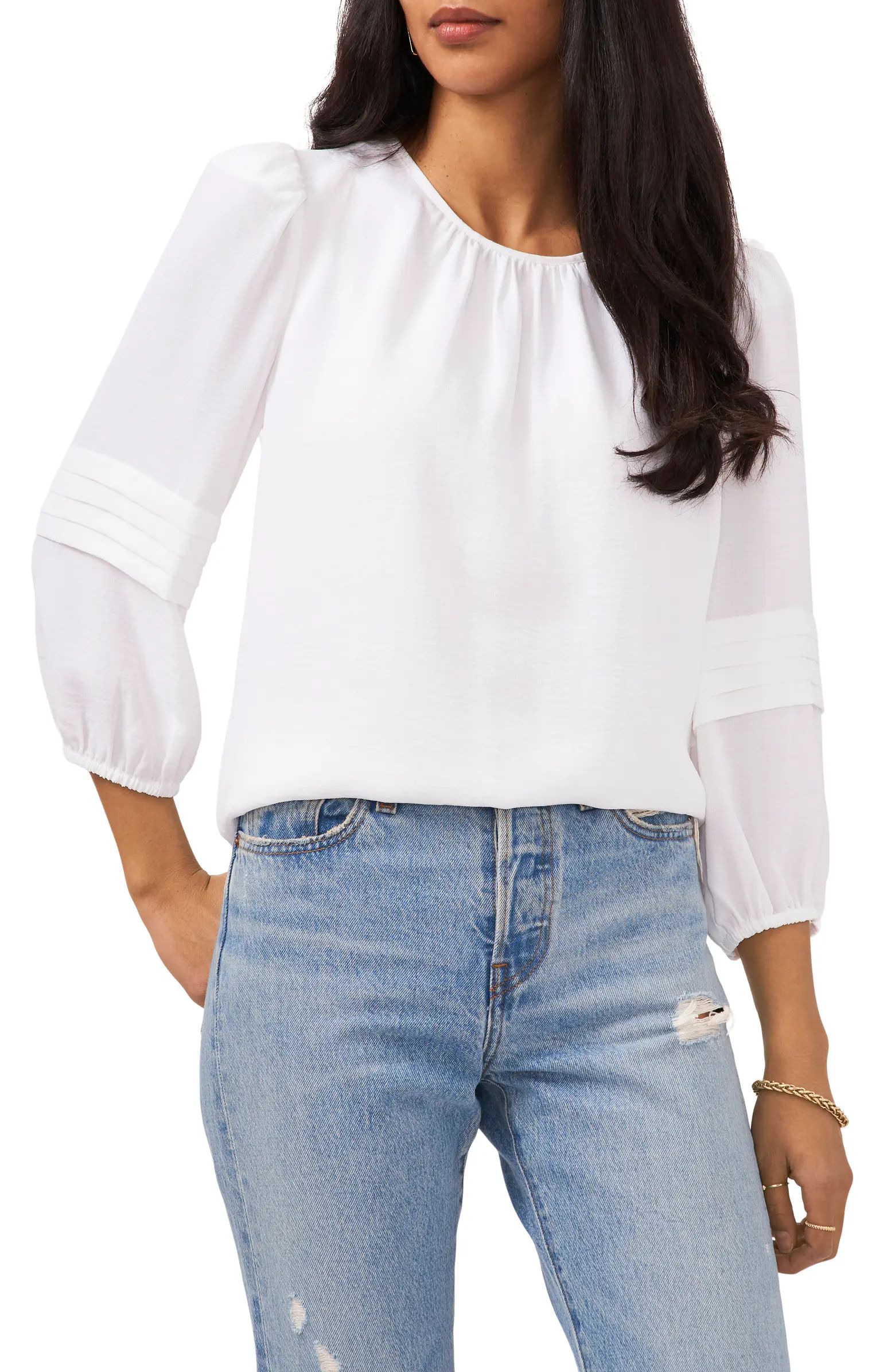 Vince Camuto Pleated Sleeve Gauze Blouse | Nordstrom | Nordstrom