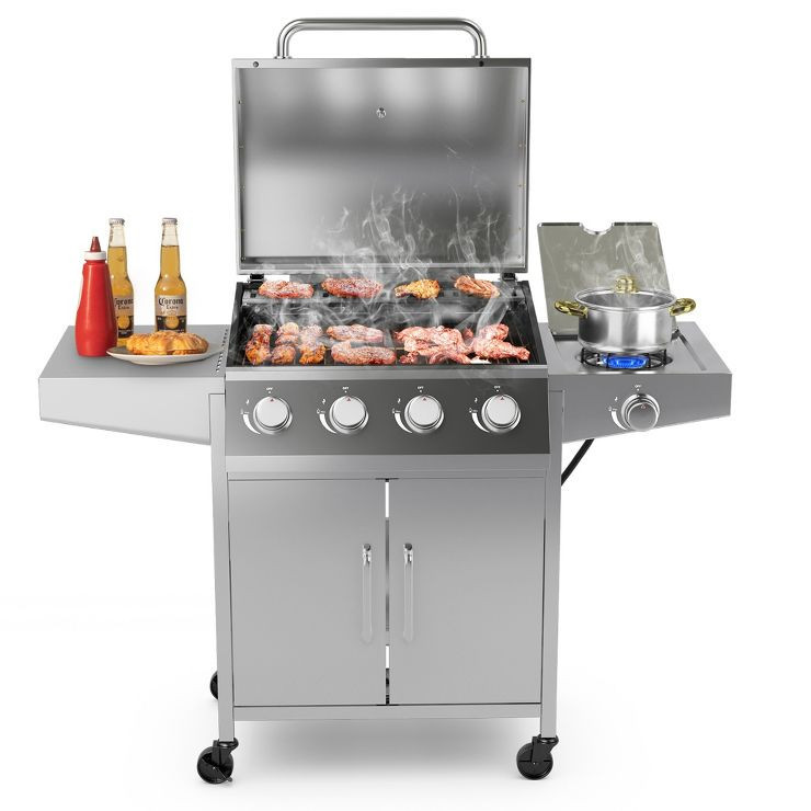 Costway 6-Burner Propane Gas BBQ Grill withSide Burner,Thermometer,Prep Table 50000 BTU | Target