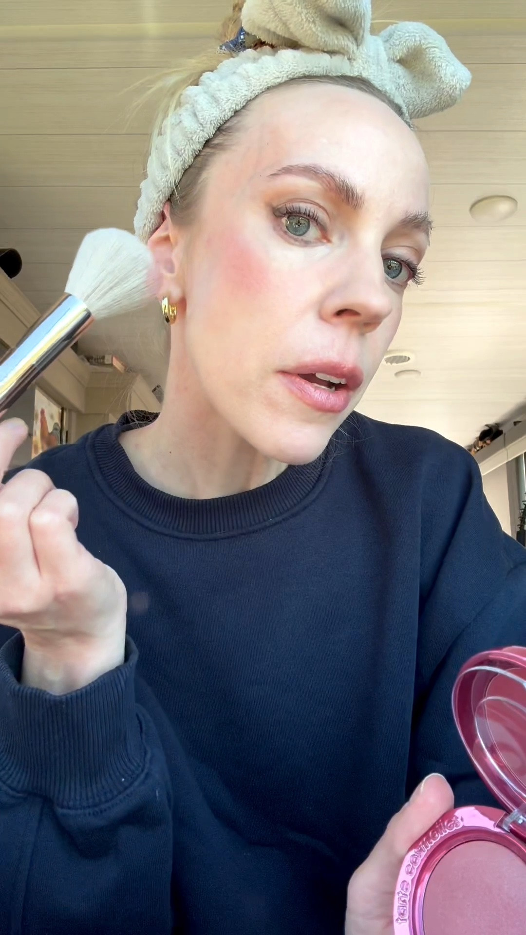 Makeup routine over 40 - this blush duo from @Tarte is beautiful and so easy to blend and the Hourglass Ambient palette is one of my must-haves