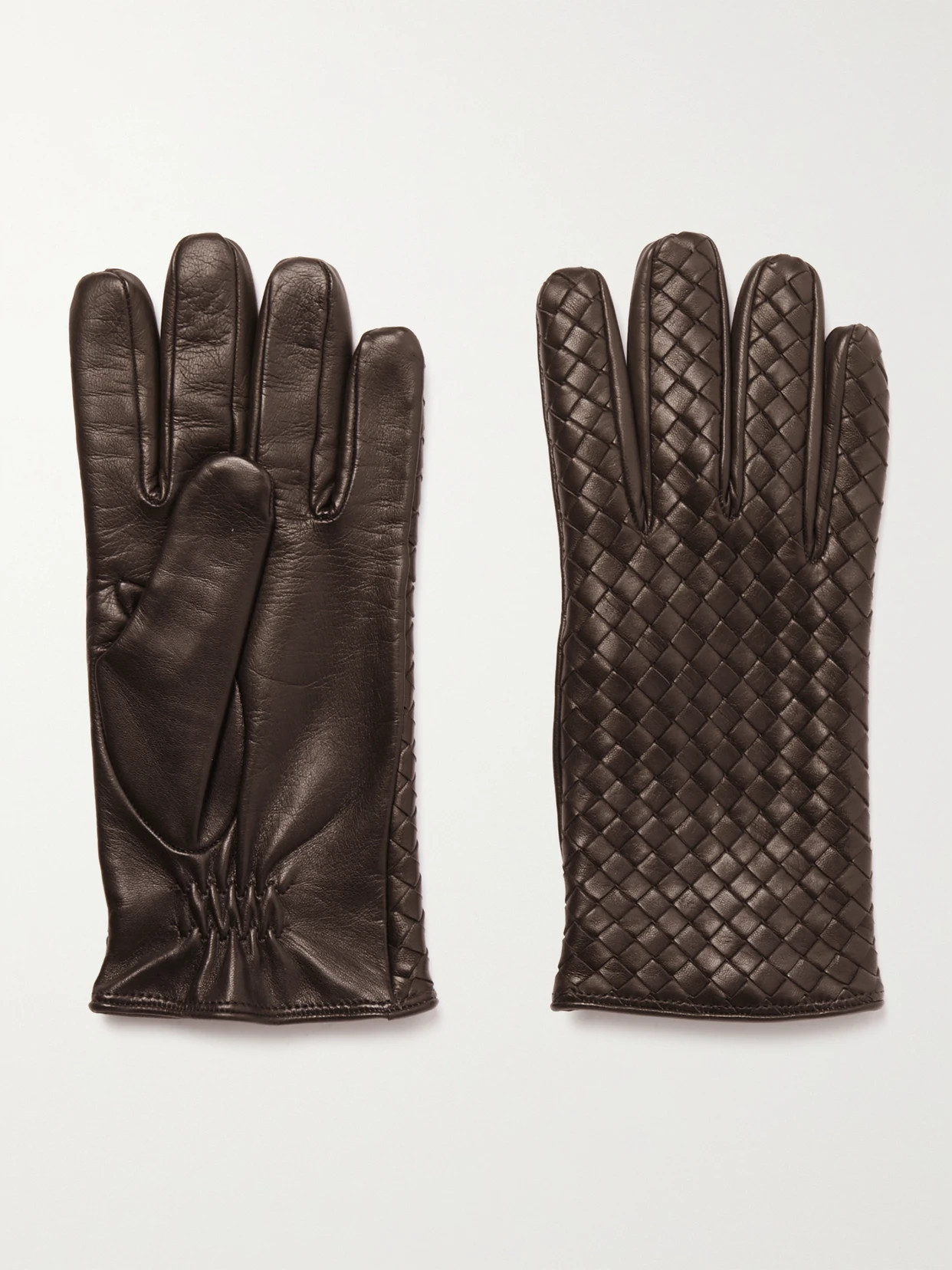Bottega Veneta - Intrecciato Leather Gloves - Dark brown | NET-A-PORTER (UK & EU)
