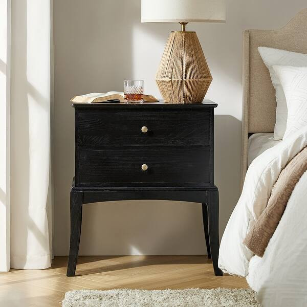 Jordan 28" Tall Transitional Solid Wood 2-Drawer Nightstand with Hidden Outlet by HULALA HOME - C... | Bed Bath & Beyond