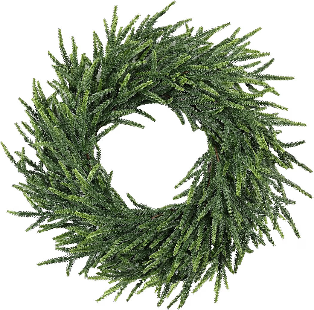 24 Inch Pine Wreath Christmas Wreaths for Front Door, Real Touch Pine Wreath Large Artificial Gre... | Amazon (US)