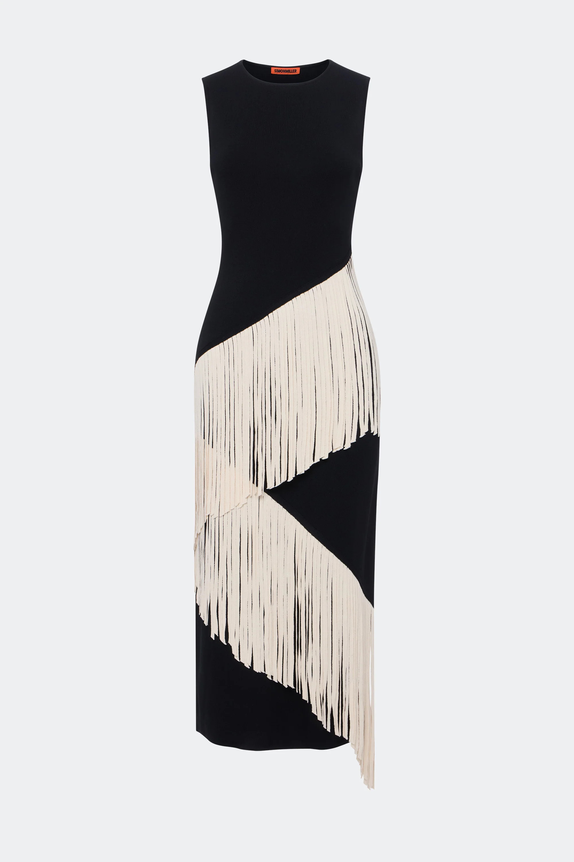 Spiral Knit Dress In Black/Macadamia | Simon Miller