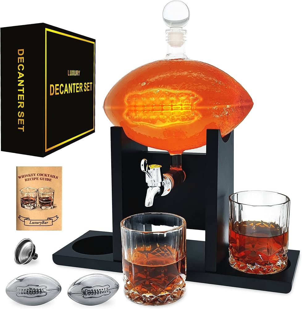 Football Whiskey Decanter Set with Glasses Spout Football Chiller,Whiskey Decanter Sets for Men,T... | Amazon (US)