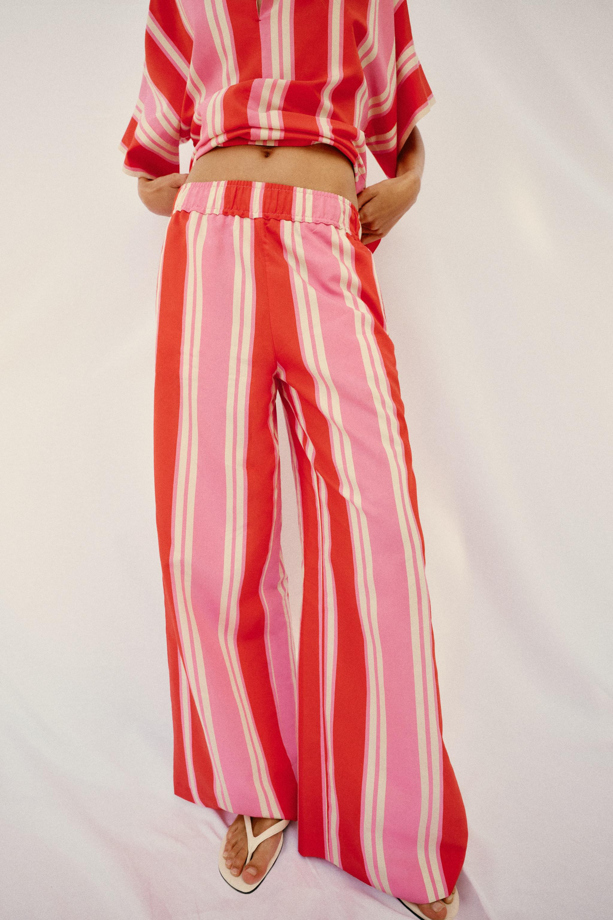 STRIPED WIDE LEG PANTS | Zara US