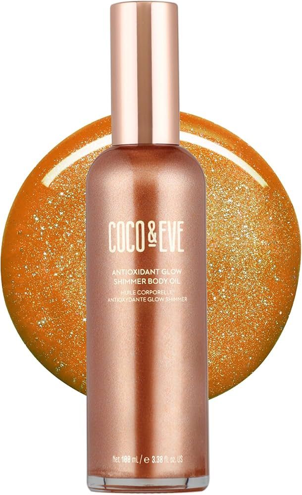 Coco & Eve Antioxidant Glow Shimmer Body Oil - Lightweight Skin Illuminator with Pearlescent Mine... | Amazon (US)