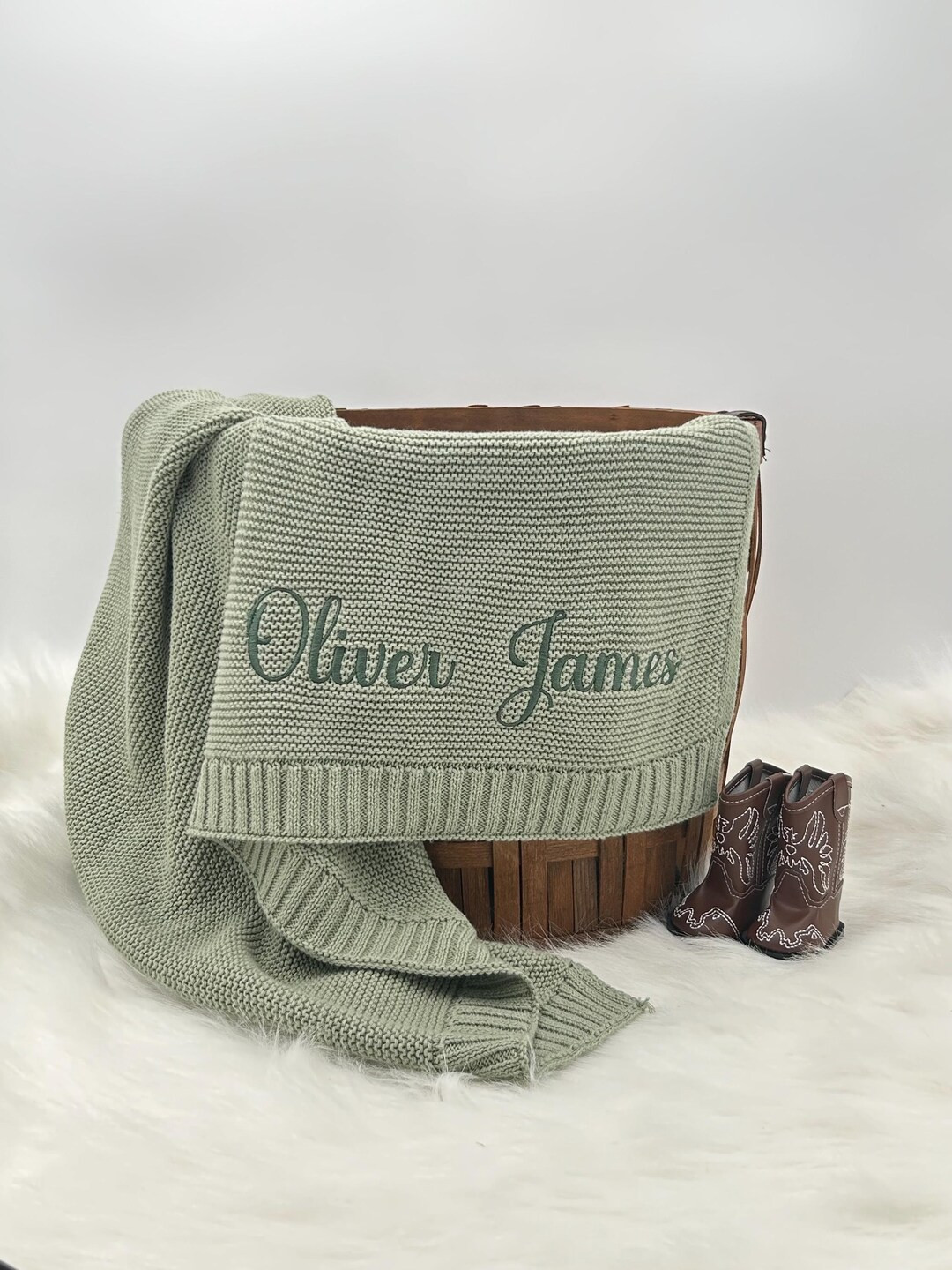 Personalized Knit Baby Blanket, Custom Cotton Baby Blanket, Embroidered Baby Name Blanket, Baby B... | Etsy (US)