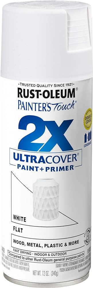 Rust-Oleum 334021 Painter's Touch 2X Ultra Cover Spray Paint, 12 oz, Flat White | Amazon (US)