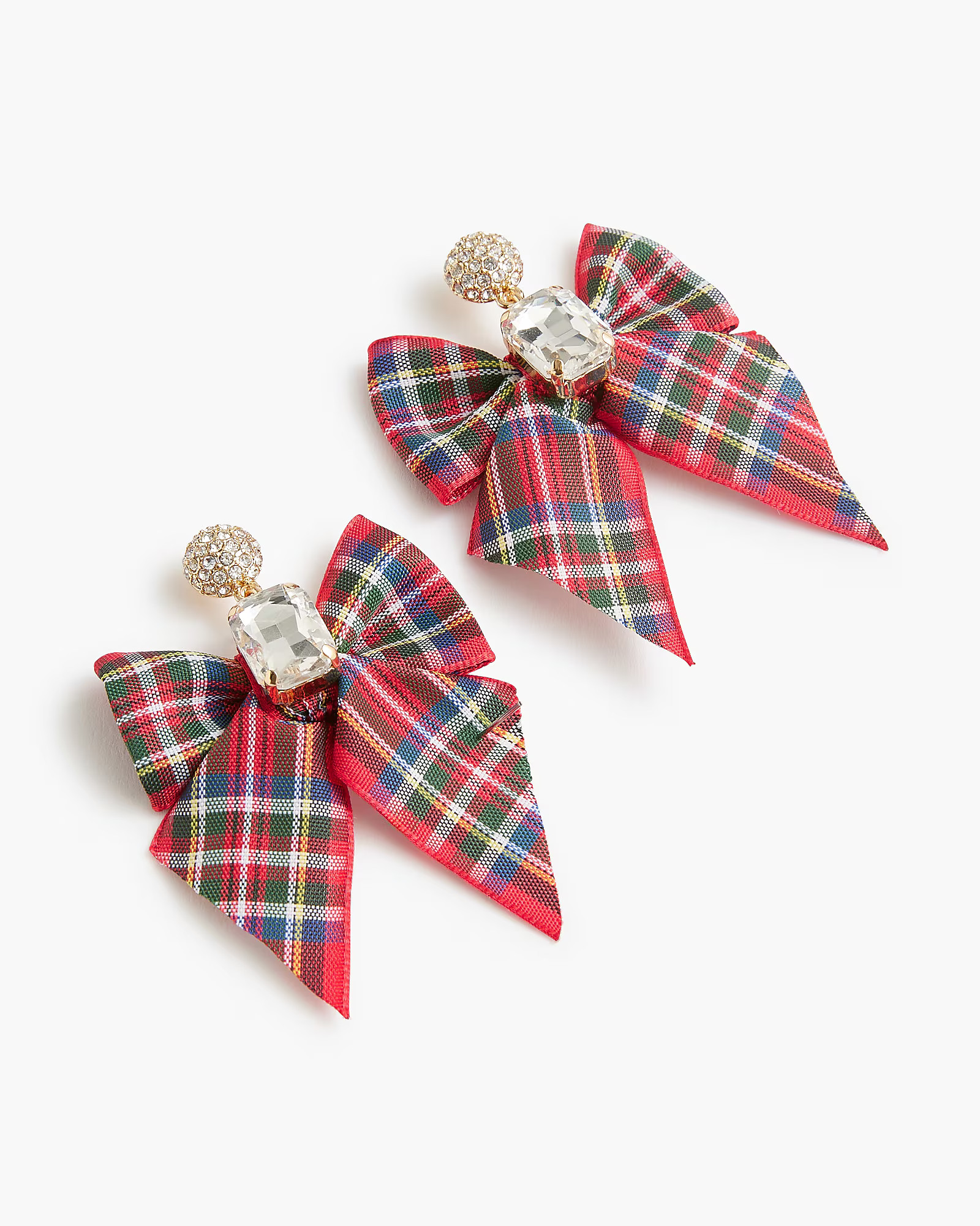 Tartan bow crystal statement earrings | J.Crew Factory