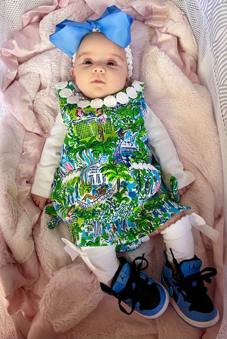 Baby girl Lilly Pulitzer shift dress, large bows for baby, knee socks for baby, Nikes for baby 

#LTKbaby #LTKfindsunder50 #LTKfindsunder100