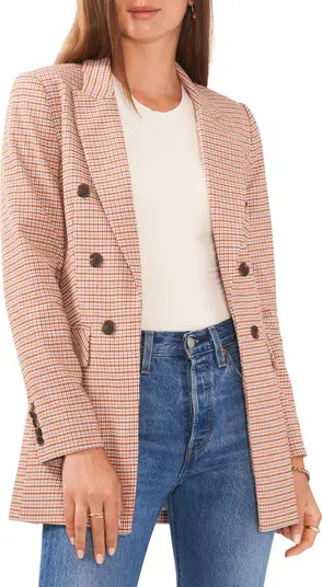 Plaid Double Breasted Long Blazer | Nordstrom