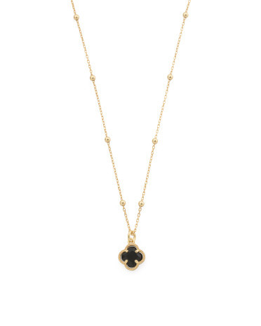 Made In Italy 18kt Gold Plated Petite Black Clover Necklace | TJ Maxx