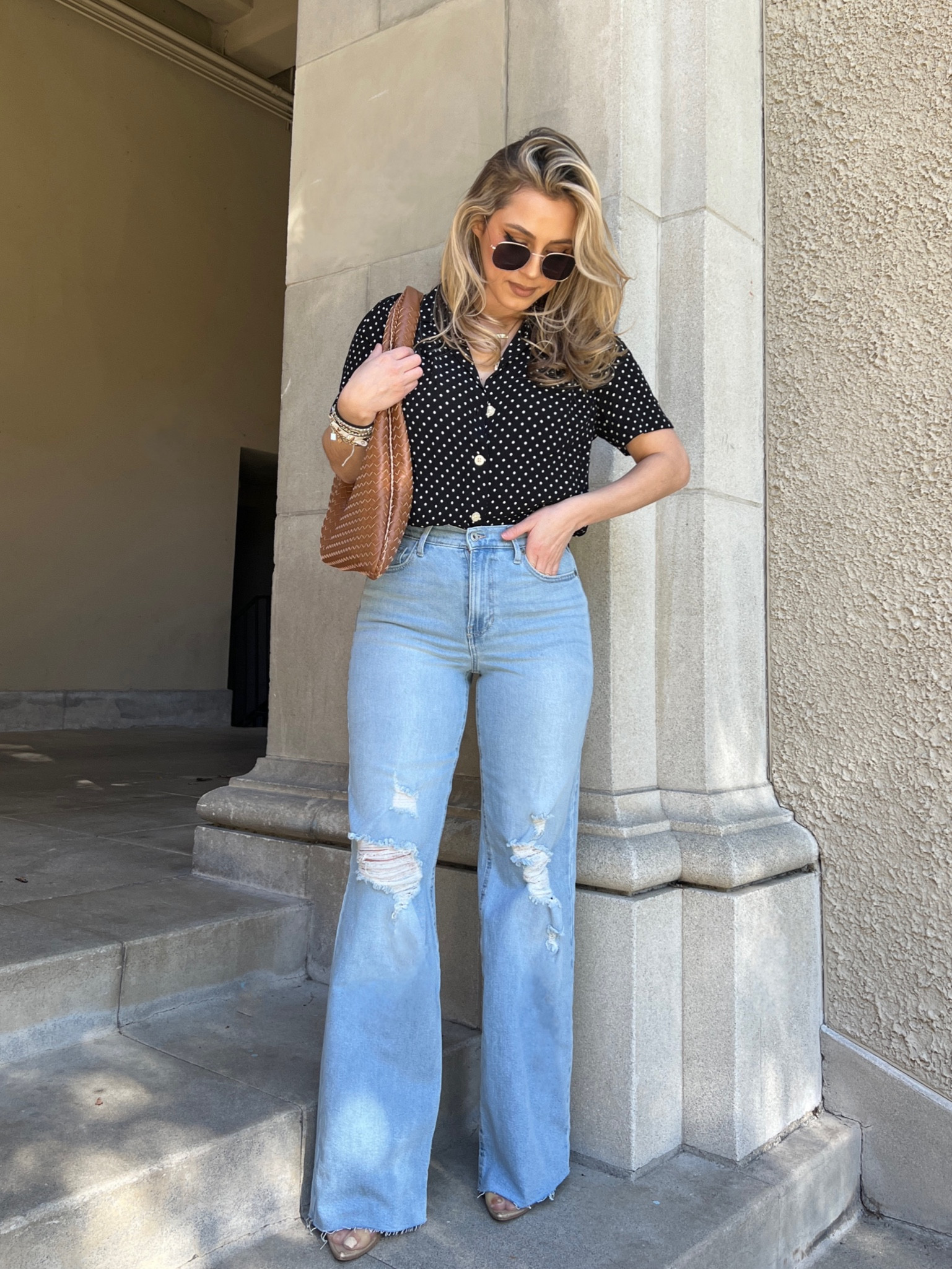 These Walmart jeans are 🤌🏼🤌🏼💯 lots of stretch, ultra high waist, wide leg, incredibly flattering! Wearing them in a size 3. 

#LTKU #LTKunder50 #LTKFind