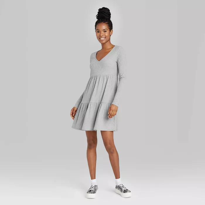 Women's Long Sleeve Brushed Rib-Knit Tiered Dress - Wild Fable™ | Target