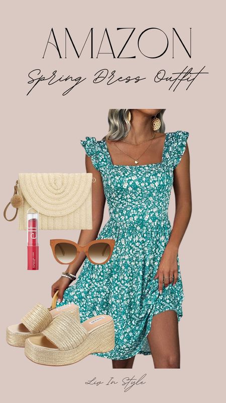 Amazon Spring Dress Outfit! Wedding outfit, vacation outfit, wedge sandals, green sundress 

#LTKfindsunder50 #LTKSeasonal #LTKstyletip