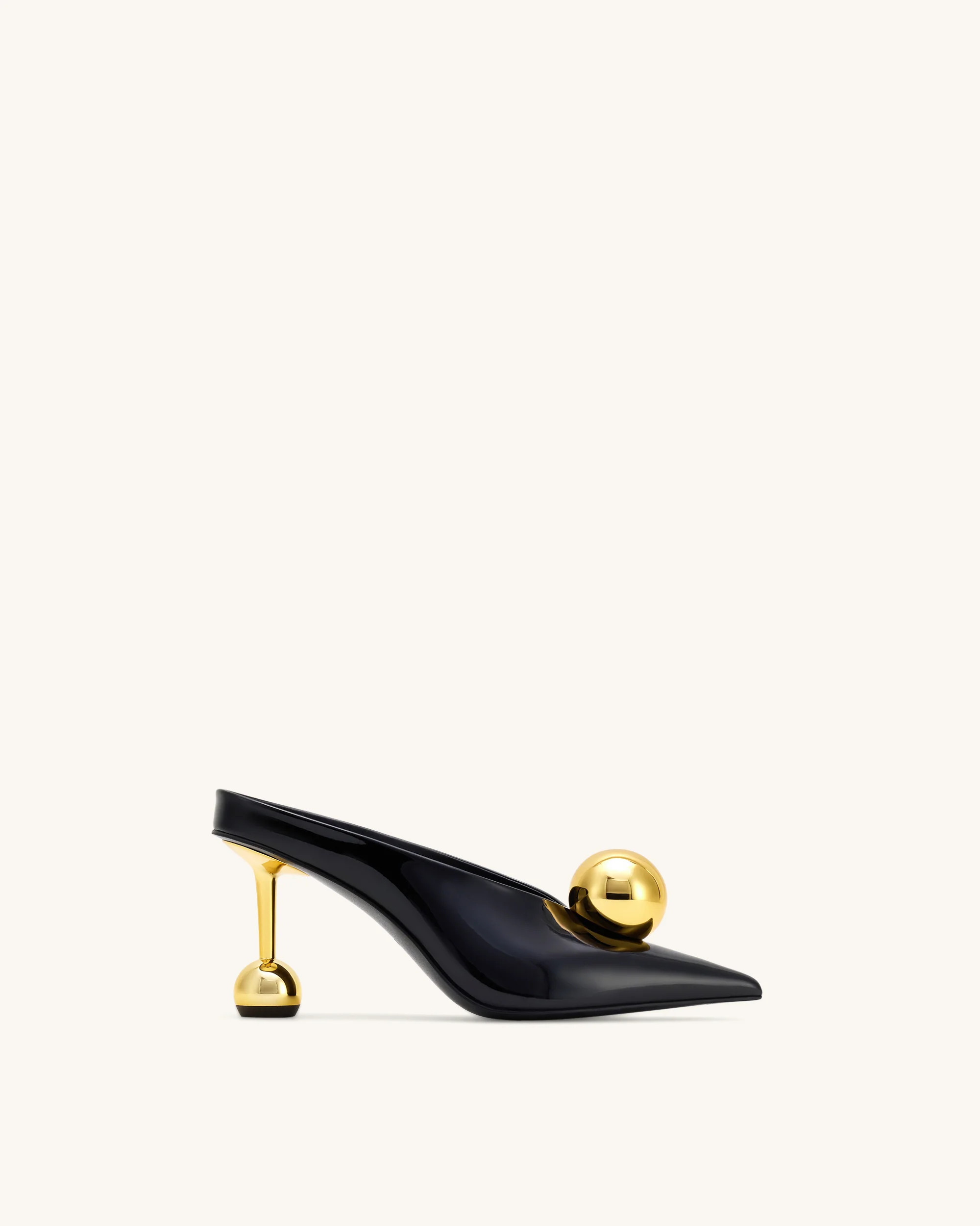 Sofia Angled Vamp Heel Mules - Black & Gold | JW PEI US