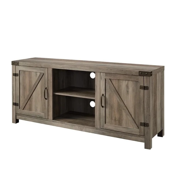 Woven Paths Modern Farmhouse Barn Door TV Stand for TVs up to 65", Grey Wash - Walmart.com | Walmart (US)