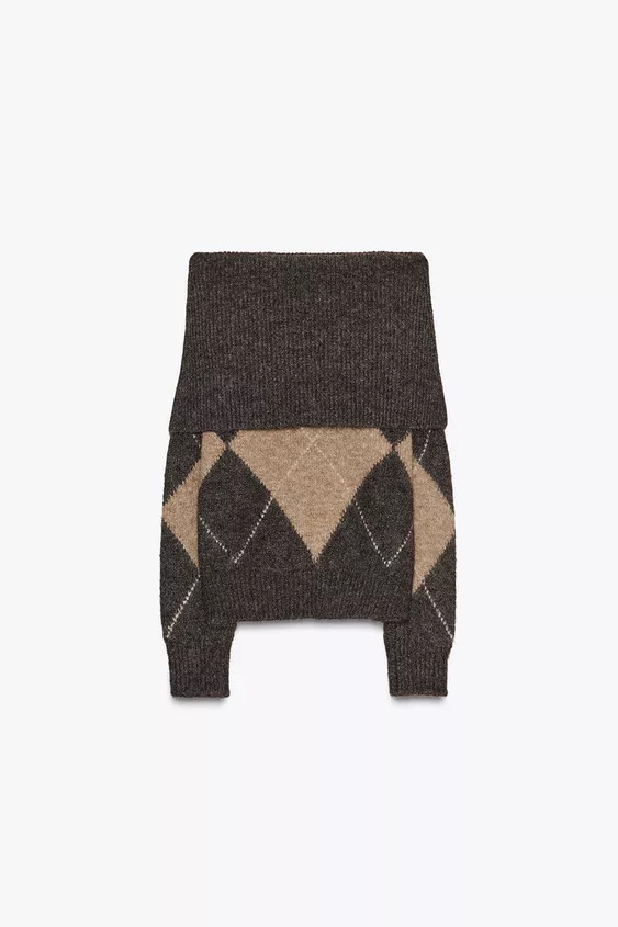 DIAMOND PATTERN STRAPLESS KNIT SWEATER | Zara UK