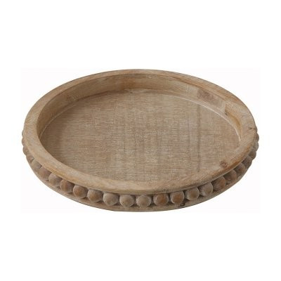 3R Studios Whitewashed Round Decorative Wood Tray | Hayneedle | Hayneedle