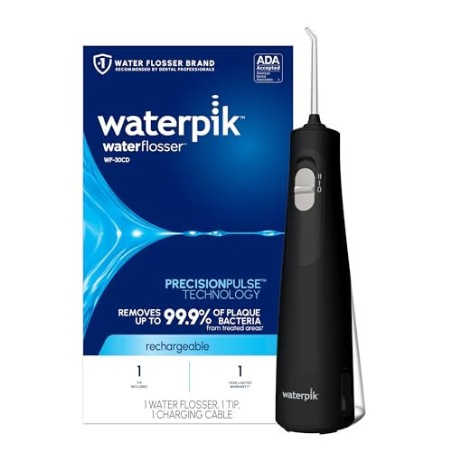 Waterpik Cordless 1100 Rechargeable Portable Water Flosser for Teeth Cleaning and Flossing, Travel, Braces Care, Healthier Gums, Waterproof for Shower, ADA Accepted, WF-30CD Black, Packaging May Vary | Amazon (US)