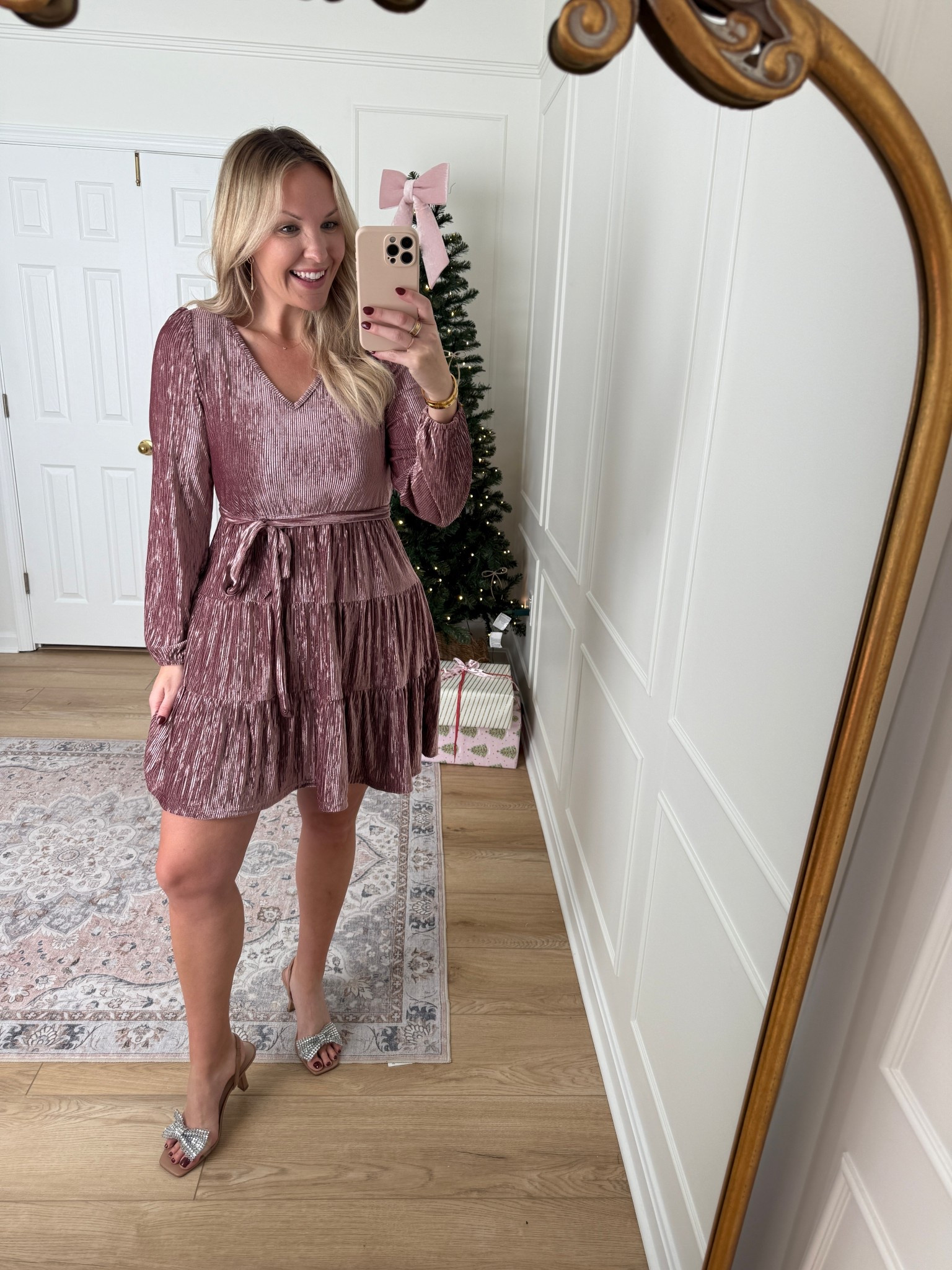 Love this pink velvet mini dress - so cute for a holiday party! Wearing a med

#LTKMidsize #LTKHoliday #LTKSeasonal