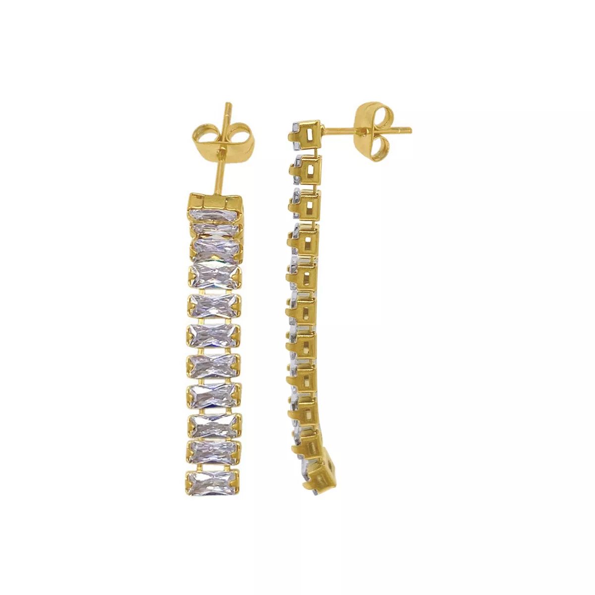 Adornia 14k Gold Plated Crystal Baguette Linear Drop Earrings | Kohl's