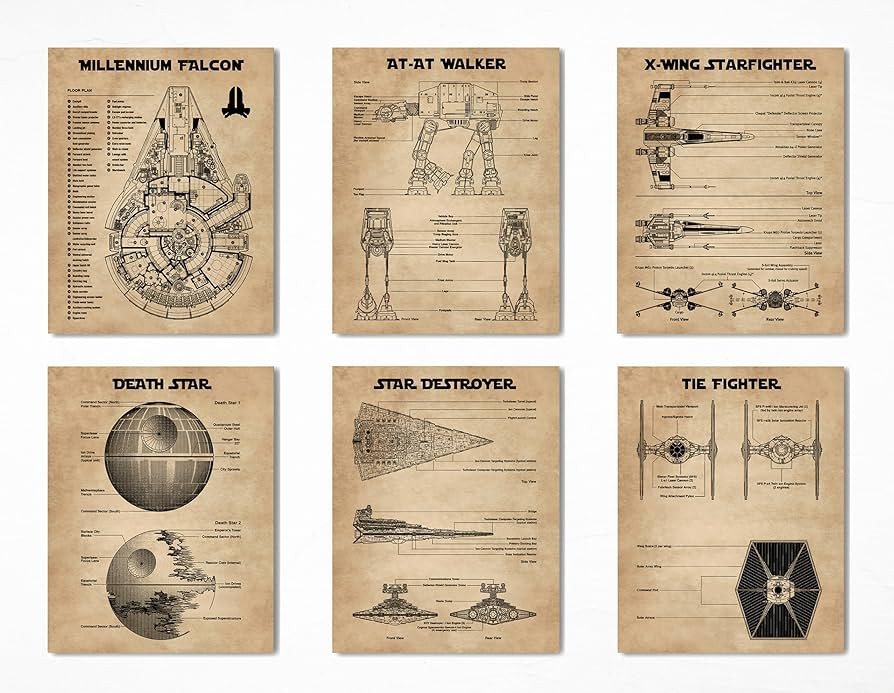 Star Wars Decor Wall Art Poster Art Prints - Set of 6 (8x10) Unframed - Starwars Painting Bathroo... | Amazon (US)