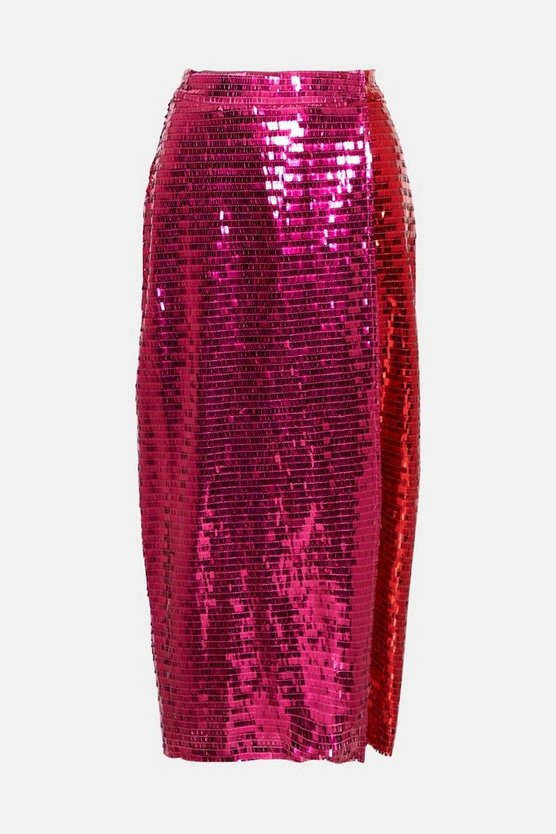 Rectangle Sequin Wrap Skirt | Warehouse UK & IE