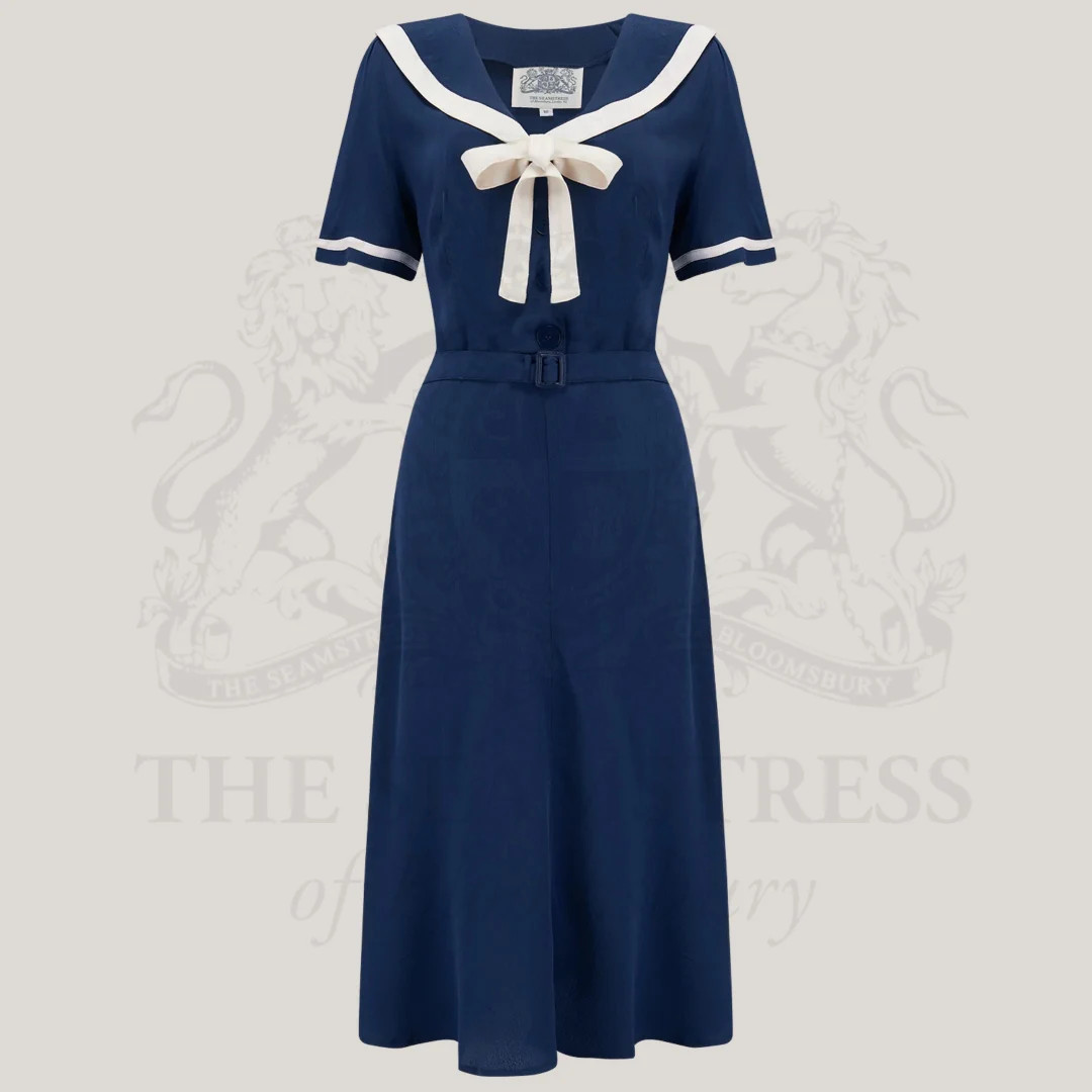 Patti Sailor Dress in French Navy by the Seamstress of Bloomsbury Authentic Vintage 1940's Style ... | Etsy (UK)