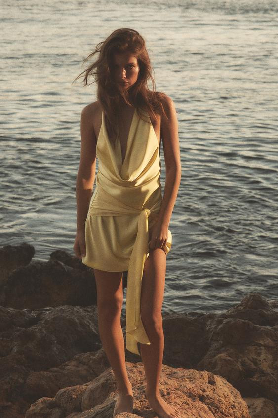 MINI SATIN DRESS WITH SASH | Zara UK