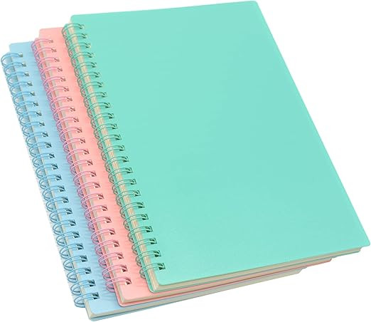 Spiral Notebook, 3 Pcs A5 Thick Plastic Hardcover 8mm Ruled 3 Color 80 Sheets -160 Pages Journals... | Amazon (US)