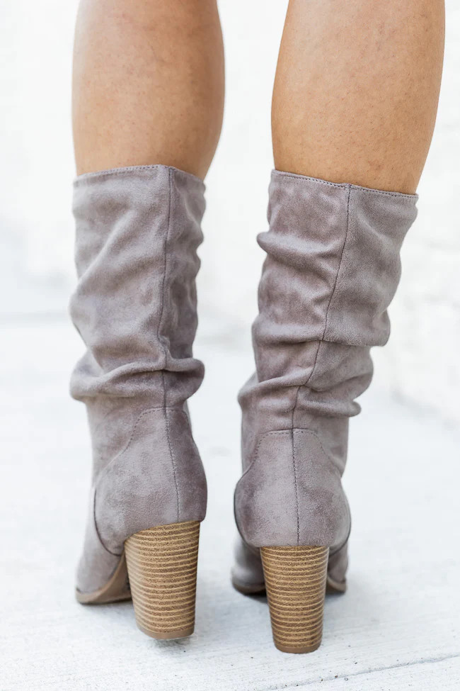 Christie Taupe Slouchy Suede Boots FINAL SALE | Pink Lily