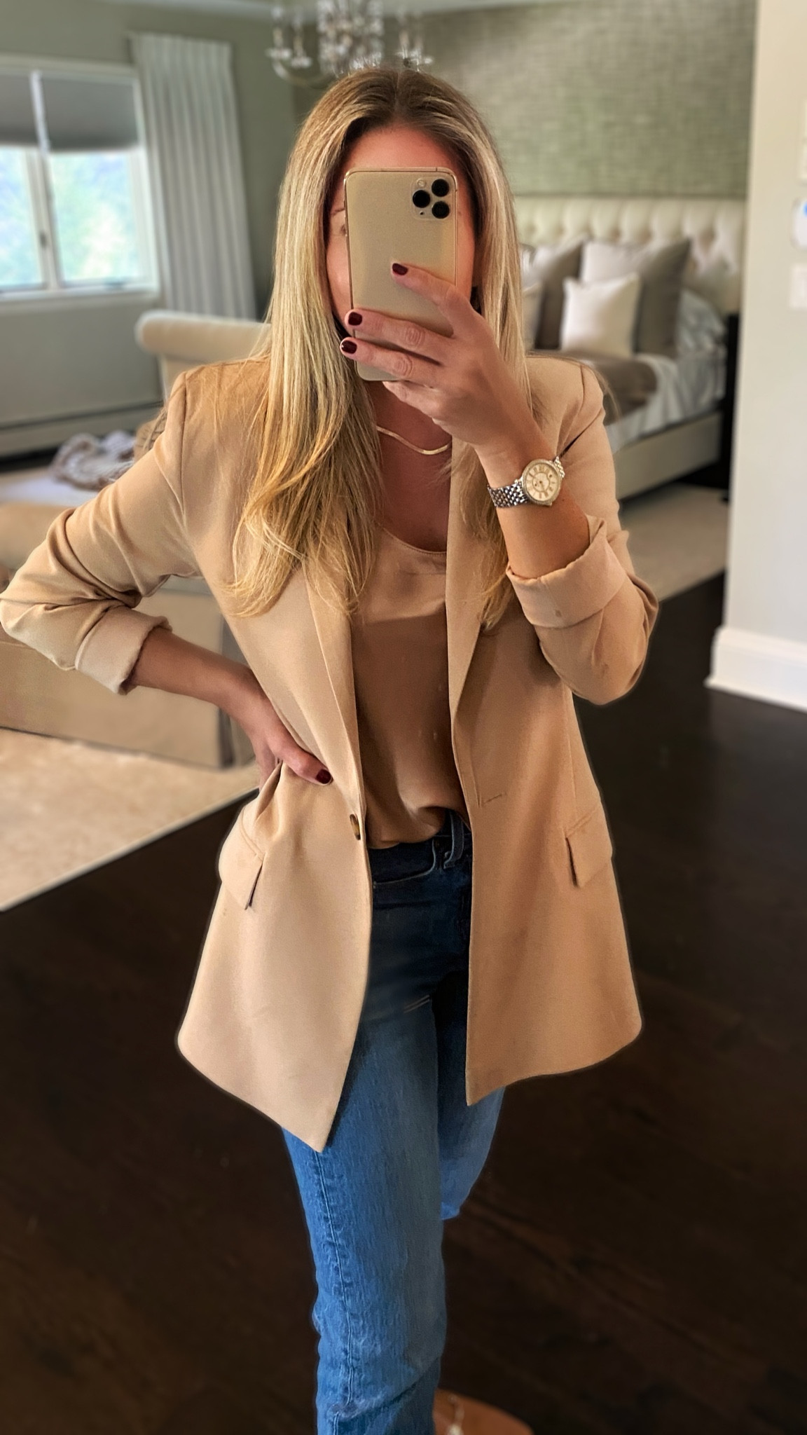 Great silky, layering cami for fall, only $40. Comes in many other colors. Wearing an XS

#LTKunder100 #LTKstyletip #LTKunder50