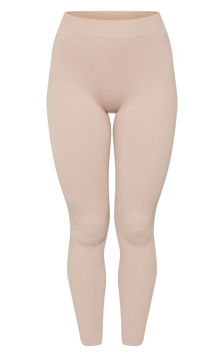 Stone Structured Contour Rib Leggings | PrettyLittleThing UK