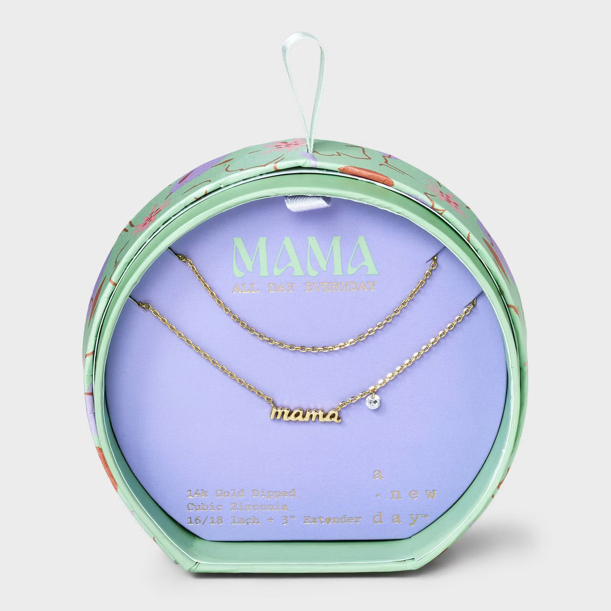 14K Gold Dipped Cubic Zirconia "Mama" Pendant Multi-Strand Necklace - A New Day™ Gold | Target