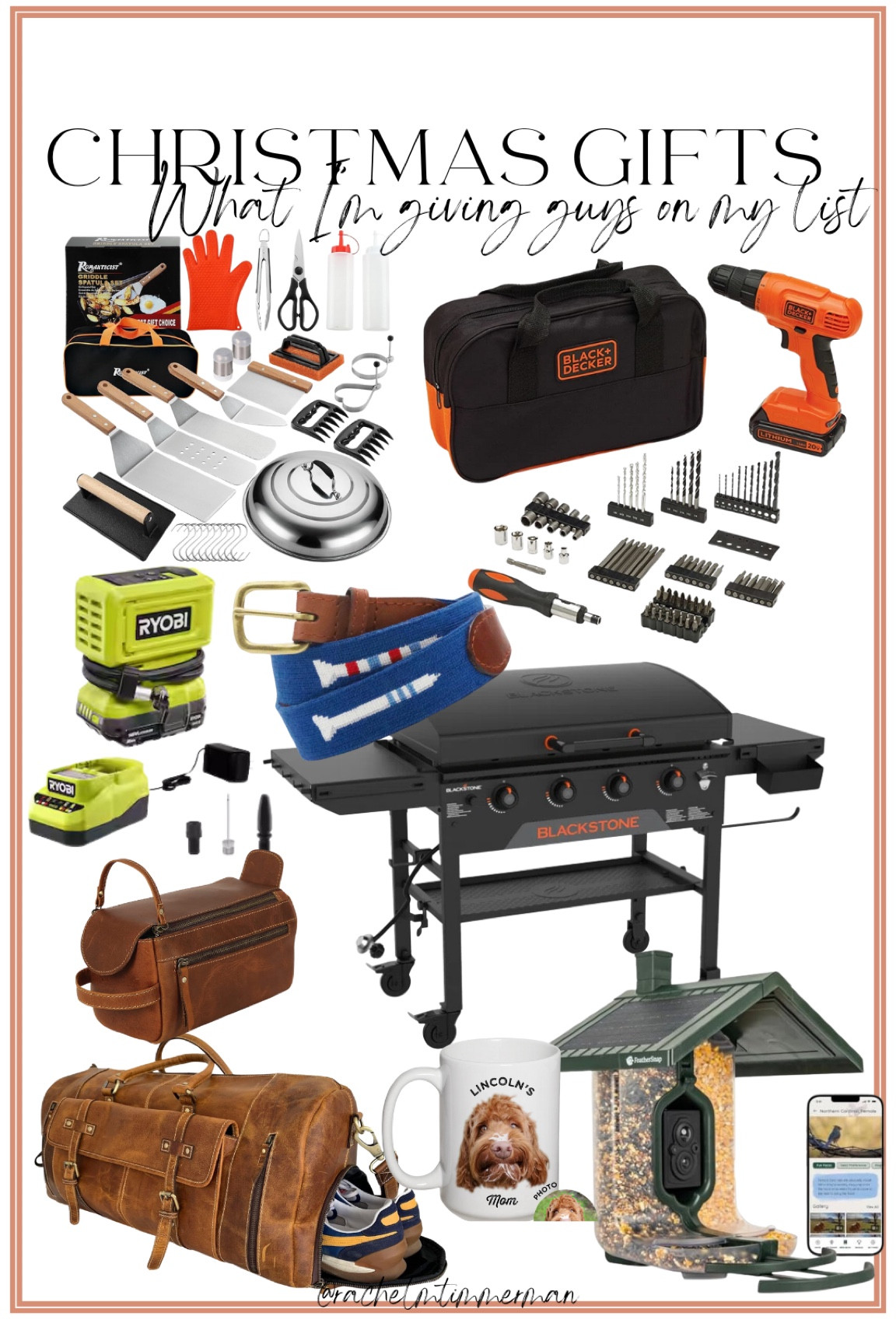 Gifts I’m giving guys on my list! I got the power drill and tire air inflator for my dad. The smart bird feeder is for Hayden’s dad. And Hayden is getting a blackstone, some blackstone accessories, and leather duffle + toiletries bag. Guys can be so hard to buy for, but I have a feeling the ones on my list will love these 🙂 

Gifts for him. Gifts for guys. Gifts for dads. Gifts for boyfriend. LTK gift. LTK sale alert. 

#LTKCyberWeek #LTKGiftGuide #LTKHoliday