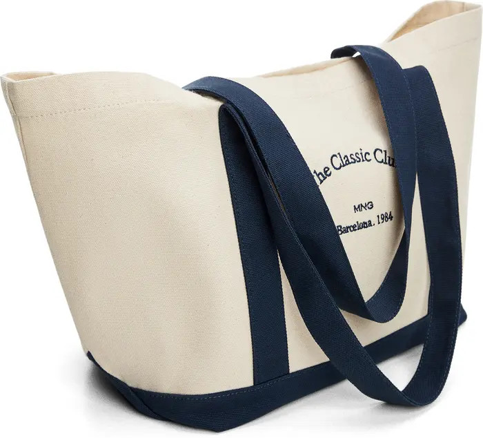 MANGO Embroidered Cotton Canvas Shopper | Nordstrom | Nordstrom