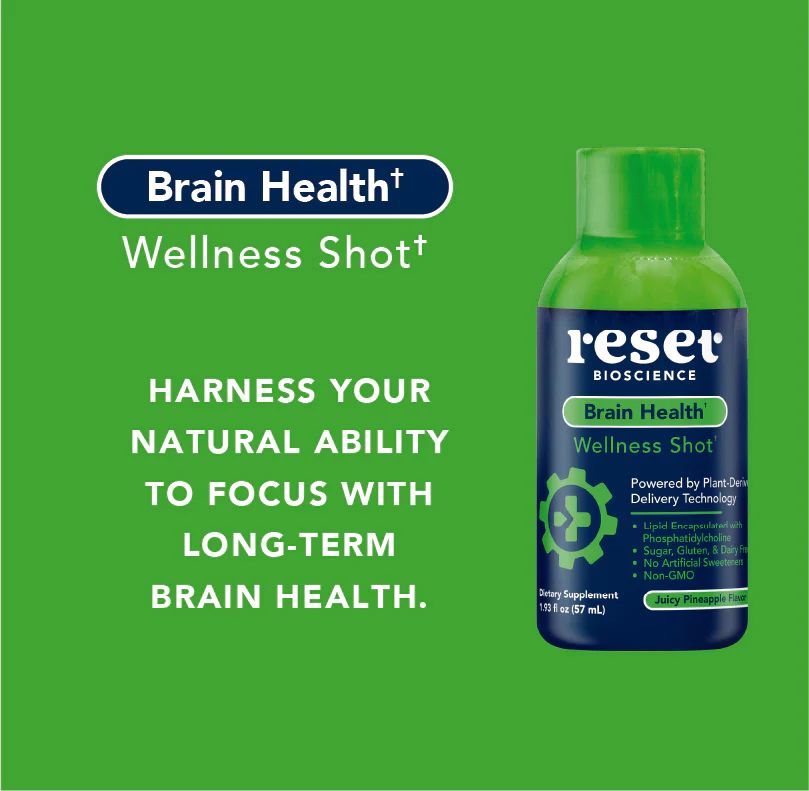 Improved productivity is just a Brain Health Wellness Shot away!  Each 2oz shot is powered by pla... | RESET Bioscience
