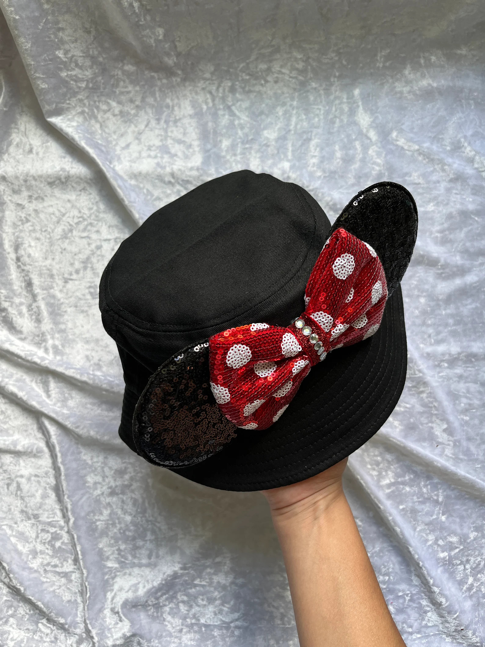Minnie Mouse Inspired Bucket Hat, Black Disney Ears, Handmade Visor (22.8 Inch) - Etsy | Etsy (Global)