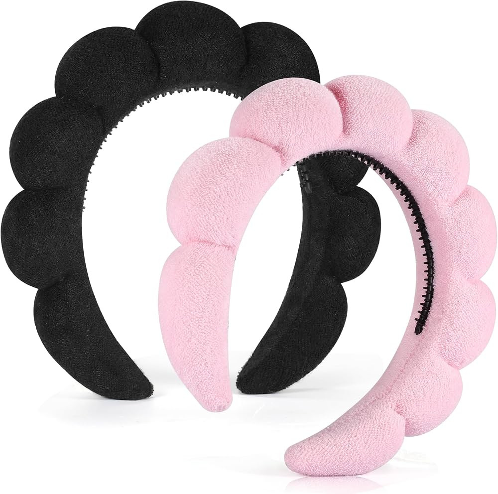 Spa Headbands for Women Ladies- Puffy Makeup Headband Combo Pack- Set of 2 Terry Towel Cloth Fabr... | Amazon (US)