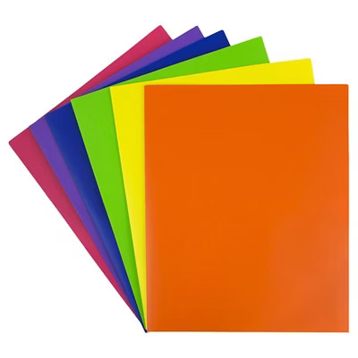 JAM 6pk POP 2 Pocket School Presentation Plastic Folders Primary Colors | Target