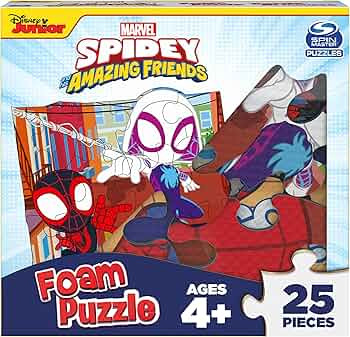Marvel, 25-Piece Jigsaw Foam Squishy Puzzle Go Spidey! Disney Junior Spidey and his Amazing Frien... | Amazon (US)